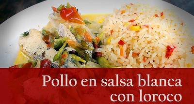 Pollo en salsa blanca con loroco