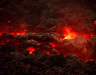 Nótense las piedras encendidas expulsadas. Día 1 Nótense las piedras encendidas expulsadas. Día 1