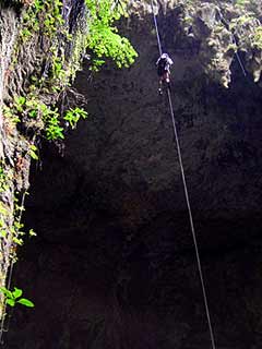La vista del techo de la cueva es impresionante en el momento de descender. La vista del techo de la cueva es impresionante en el momento de descender.